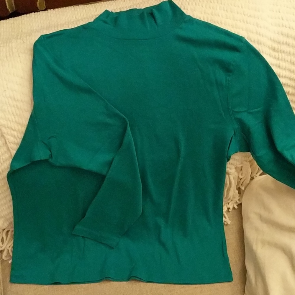 Talbots 1x mock turtleneck teal
